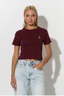 Cropped top με mini patch bear μπορντό Cropped top με mini patch bear μπορντό