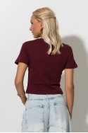 Cropped top με mini patch bear καφέ Cropped top με mini patch bear καφέ