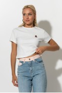 Cropped top με mini patch bear λευκό Cropped top με mini patch bear λευκό