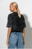Cropped t-shirt με στάμπα baby ανθρακί Cropped t-shirt με στάμπα baby ανθρακί
