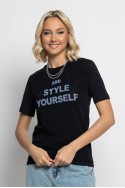 T-shirt σε στάμπα (AND STYLE) και τούλι μαύρο