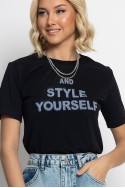 T-shirt σε στάμπα (AND STYLE) και τούλι μαύρο