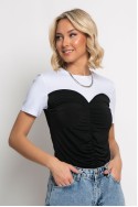 T-shirt σε στυλ κορσέ μαύρο-λευκό T-shirt σε στυλ κορσέ μαύρο-λευκό