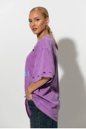 Oversized t-shirt με στάμπα no problem μωβ Oversized t-shirt με στάμπα no problem μωβ