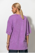 Oversized t-shirt με στάμπα no problem μωβ Oversized t-shirt με στάμπα no problem μωβ