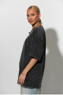 Oversized t-shirt με στάμπα care ανθρακί Oversized t-shirt με στάμπα care ανθρακί