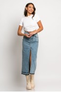 Jean φούστα μίντι χωρίς τελειώματα blue denim Jean φούστα μίντι χωρίς τελειώματα blue denim