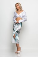 Φούστα μίντι τύπου σατέν tie dye print πετρόλ Φούστα μίντι τύπου σατέν tie dye print πετρόλ