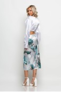 Φούστα μίντι τύπου σατέν tie dye print πετρόλ Φούστα μίντι τύπου σατέν tie dye print πετρόλ