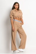 Σετ παντελόνι tailoring και cropped πουκάμισο μπεζ σκούρο Σετ παντελόνι tailoring και cropped πουκάμισο μπεζ σκούρο