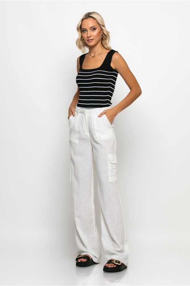 Cargo παντελόνι loose fit λευκό Cargo παντελόνι loose fit λευκό