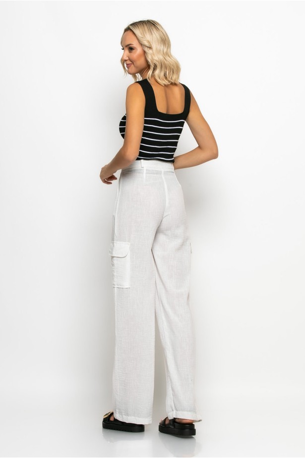 Cargo παντελόνι loose fit λευκό Cargo παντελόνι loose fit λευκό