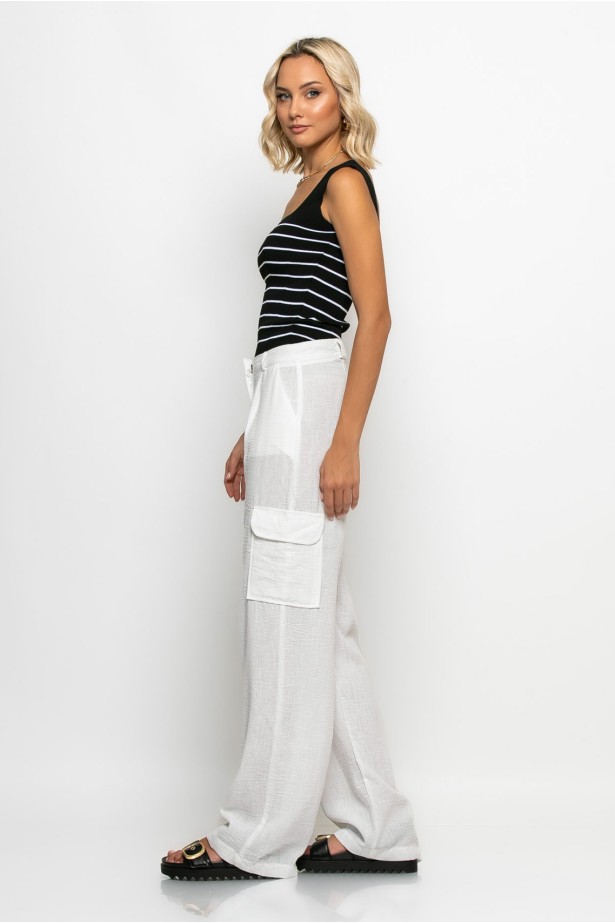 Cargo παντελόνι loose fit λευκό Cargo παντελόνι loose fit λευκό