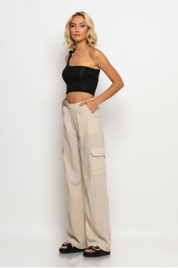 Cargo παντελόνι loose fit λευκό