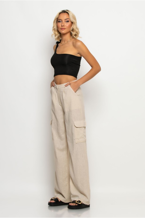 Cargo παντελόνι loose fit μπεζ Cargo παντελόνι loose fit μπεζ