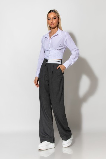 Παντελόνι tailoring με λευκή λεπτομέρεια μαύρο