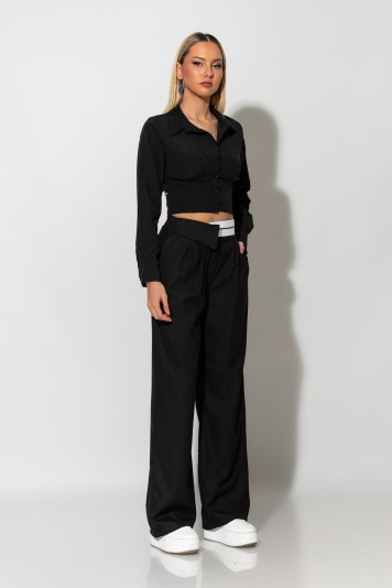 Παντελόνι tailoring με λευκή λεπτομέρεια μαύρο