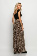 Παντελόνα με ζωνάκι και λάστιχο στην μέση leopard print μπεζ σκούρο Παντελόνα με ζωνάκι και λάστιχο στην μέση leopard print μπεζ σκούρο