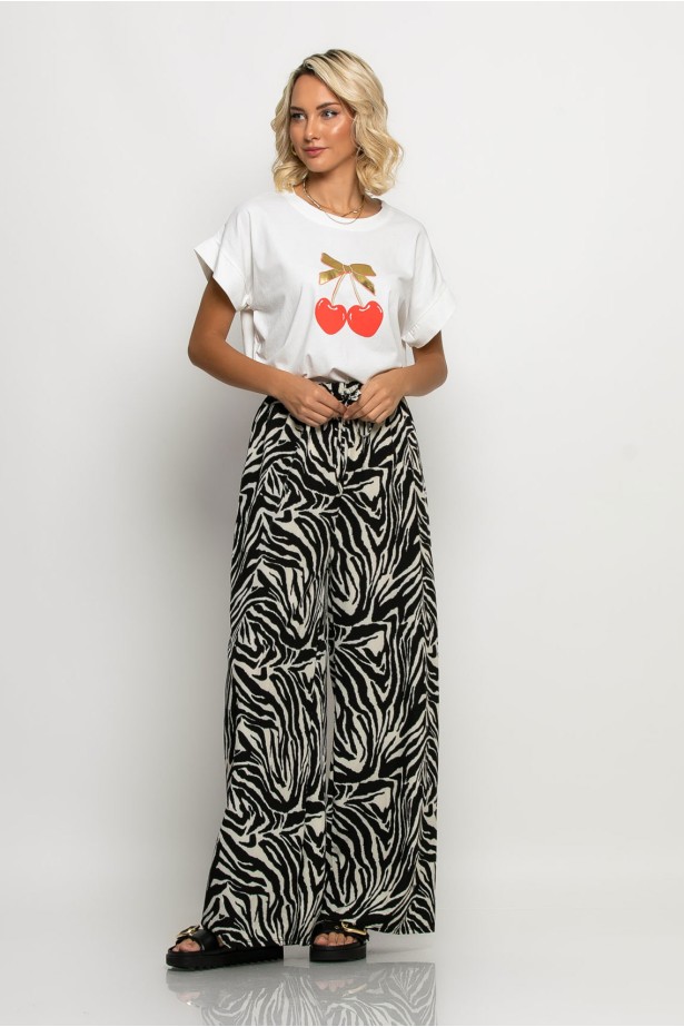 Παντελόνα με λάστιχο στην μέση zebra print Παντελόνα με λάστιχο στην μέση zebra print