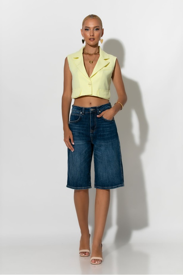 Jean loose fit βερμούδα μπλε σκούρο
