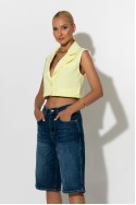Jean loose fit βερμούδα μπλε σκούρο