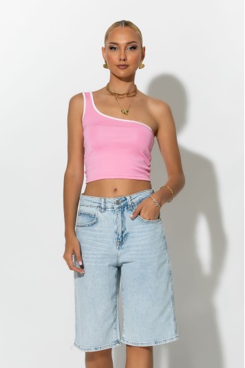 Jean loose fit βερμούδα μπλε ανοιχτό