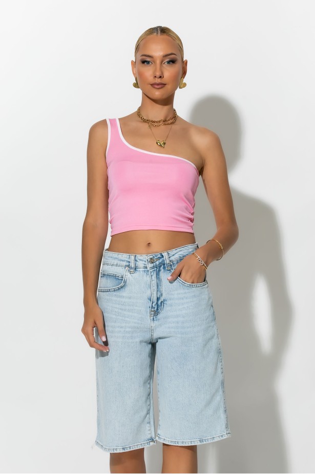Jean loose fit βερμούδα μπλε ανοιχτό Jean loose fit βερμούδα μπλε ανοιχτό