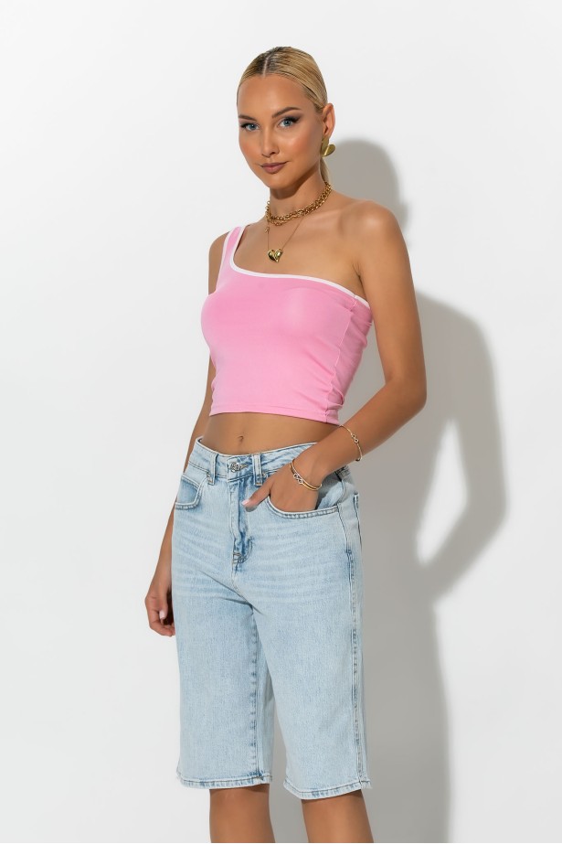 Jean loose fit βερμούδα μπλε ανοιχτό Jean loose fit βερμούδα μπλε ανοιχτό