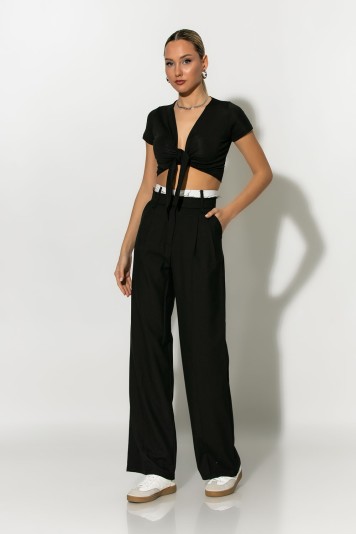 Παντελόνα frayed waist tailoring ανθρακί