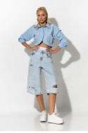 Jean loose boxer βερμούδα με φθορές μπλε Jean loose boxer βερμούδα με φθορές μπλε