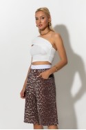 Jean baggy boxer βερμούδα leopard print καφέ Jean baggy boxer βερμούδα leopard print καφέ