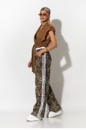 Boxer jean leopard print με ρίγες στο πλάι μπεζ Boxer jean leopard print με ρίγες στο πλάι μπεζ