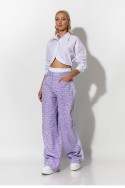 Boxer jean leopard print με ρίγες στο πλάι λιλά Boxer jean leopard print με ρίγες στο πλάι λιλά