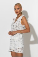 Σετ crochet γιλέκο και σόρτς με φόδρα λευκό Σετ crochet γιλέκο και σόρτς με φόδρα λευκό