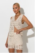 Σετ crochet γιλέκο και σόρτς με φόδρα μπεζ