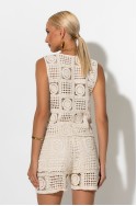 Σετ crochet γιλέκο και σόρτς με φόδρα μπεζ