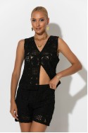 Σετ crochet γιλέκο και σόρτς με φόδρα μαύρο Σετ crochet γιλέκο και σόρτς με φόδρα μαύρο