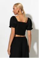 Σετ crop top με V και παντελόνι μαύρο Σετ crop top με V και παντελόνι μαύρο