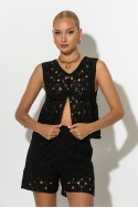 Σετ crochet γιλέκο και σόρτς μαύρο Σετ crochet γιλέκο και σόρτς μαύρο