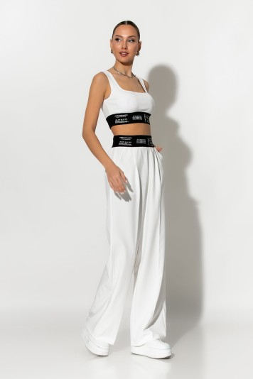 Σετ crop top με cup και παντελόνα με λάστιχο στην μέση ροζ