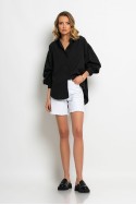 Oversized πουκαμίσo με κουφόπιετα και πιέτες στα μανίκια μαύρο Oversized πουκαμίσo με κουφόπιετα και πιέτες στα μανίκια μαύρο