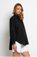 Oversized πουκαμίσo με κουφόπιετα και πιέτες στα μανίκια μαύρο Oversized πουκαμίσo με κουφόπιετα και πιέτες στα μανίκια μαύρο