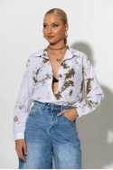 Πουκάμισο splash print λευκό-χακί Πουκάμισο splash print λευκό-χακί
