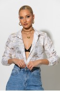 Πουκάμισο splash print foil λευκό-χρυσό Πουκάμισο splash print foil λευκό-χρυσό