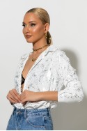 Πουκάμισο splash print foil λευκό-ασημί Πουκάμισο splash print foil λευκό-ασημί