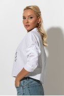 Cropped πουκάμισο με strass λευκό Cropped πουκάμισο με strass λευκό