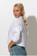 Cropped πουκάμισο με strass λευκό Cropped πουκάμισο με strass λευκό