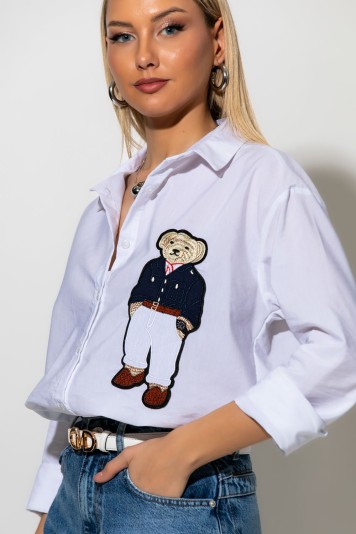 Πουκάμισο με patch bear σιέλ