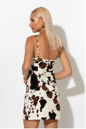 Jean Μίνι φόρεμα τιραντέ cow print με τρουκς μπεζ Jean Μίνι φόρεμα τιραντέ cow print με τρουκς μπεζ