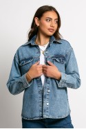Jean jacket με τσέπες μπλε ντένιμ Jean jacket με τσέπες μπλε ντένιμ